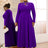 AOMEIDRESS Elegant Beaded A Line Church Dress Pleated Half High Collar DarkPurple / 0XL