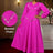 AOMEIDRESS Elegant Beaded Chain Lantern Sleeve Dress for Wedding Party Rose / S