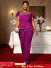 AOMEIDRESS Elegant Beaded Peplum Belly Cover Church Jumpsuit O Neck Purple / S