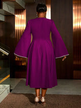 AOMEIDRESS Elegant Beading A Line Shawl Sleeve Weddding Guests Dress