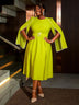 AOMEIDRESS Elegant Beading A Line Shawl Sleeve Weddding Guests Dress Green / 0XL