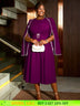 AOMEIDRESS Elegant Beading A Line Shawl Sleeve Weddding Guests Dress Purple / 0XL