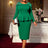 AOMEIDRESS Elegant Beading Peplum Dress for Wedding Church Christmas Green / S