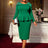 AOMEIDRESS Elegant Beading Peplum Dress for Wedding Church Christmas Green / S