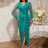 AOMEIDRESS Elegant Beading Wedding Dress Long Sheer Sleeve V Neck Slit LakeGreen / S