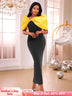 AOMEIDRESS Elegant Black Dresses With Yellow Bow For Wedding Guest Black / S