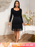 AOMEIDRESS Elegant Black Fringer Mini Dress For Party Evening Black / S