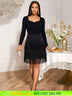AOMEIDRESS Elegant Black Fringer Mini Dress For Party Evening Black / S