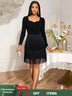 AOMEIDRESS Elegant Black Fringer Mini Dress For Party Evening Black / S