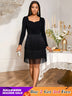 AOMEIDRESS Elegant Black Fringer Mini Dress For Party Evening Black / S