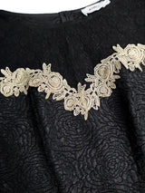 AOMEIDRESS Elegant Black Lace Dress O Neck Ruffle Sleeves Embroidery