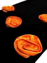 AOMEIDRESS Elegant Black Velvet Bodycon Skirt with Orange 3D Floral