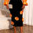 AOMEIDRESS Elegant Black Velvet Bodycon Skirt with Orange 3D Floral Black / L