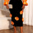 AOMEIDRESS Elegant Black Velvet Bodycon Skirt with Orange 3D Floral Black / L
