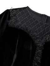 AOMEIDRESS Elegant Black Velvet Dress Tulle Bodycon Evening Party