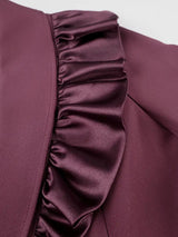 AOMEIDRESS Elegant Blazer Satin Ruffle Long Sleeve Business Jacket