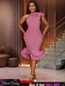 AOMEIDRESS Elegant Blue Dress for Women Occasional Wedding Guest Pink / S