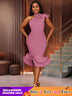 AOMEIDRESS Elegant Blue Dress for Women Occasional Wedding Guest Pink / S