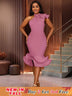 AOMEIDRESS Elegant Blue Dress for Women Occasional Wedding Guest Pink / S