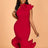 AOMEIDRESS Elegant Blue Dress for Women Occasional Wedding Guest Red / S