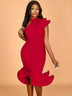 AOMEIDRESS Elegant Blue Dress for Women Occasional Wedding Guest Red / S