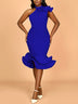 AOMEIDRESS Elegant Blue Dress for Women Occasional Wedding Guest Blue / S