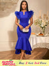 AOMEIDRESS Elegant Blue Dress for Women Summer Wedding Guest Dress Blue / S