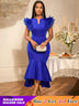 AOMEIDRESS Elegant Blue Dress for Women Summer Wedding Guest Dress Blue / S