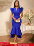 AOMEIDRESS Elegant Blue Dress for Women Summer Wedding Guest Dress Blue / S