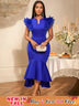 AOMEIDRESS Elegant Blue Dress for Women Summer Wedding Guest Dress Blue / S