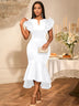 AOMEIDRESS Elegant Blue Dress for Women Summer Wedding Guest Dress White / S