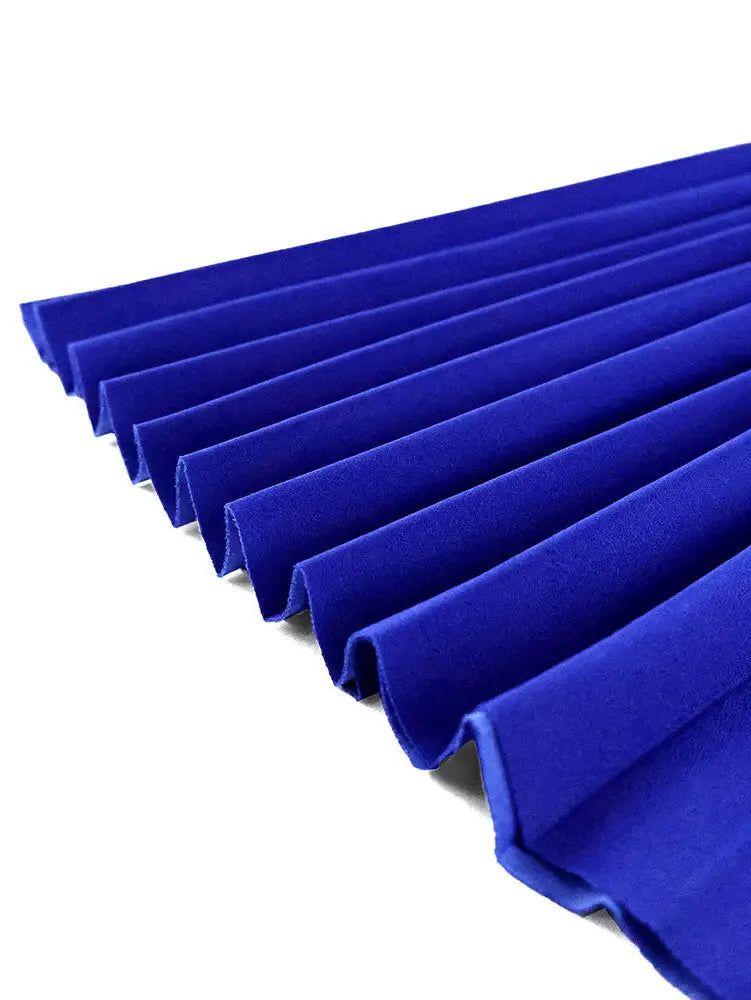 AOMEIDRESS Elegant Blue Midi Pleated Dress with Bow for Wedding Party