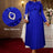 AOMEIDRESS Elegant Blue Midi Pleated Dress with Bow for Wedding Party Blue / S