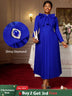 AOMEIDRESS Elegant Blue Midi Pleated Dress with Bow for Wedding Party Blue / S