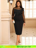 AOMEIDRESS Elegant Bodycon Dress Beading Patchwork Mesh Ruffles Gowns Black / L