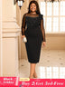 AOMEIDRESS Elegant Bodycon Dress Beading Patchwork Mesh Ruffles Gowns Black / L