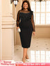 AOMEIDRESS Elegant Bodycon Dress Beading Patchwork Mesh Ruffles Gowns Black / L