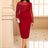 AOMEIDRESS Elegant Bodycon Dress Beading Patchwork Mesh Ruffles Gowns Red / L