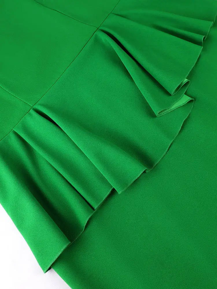 AOMEIDRESS Elegant Bodycon Dress Long Sleeve Floral Appliques Peplum