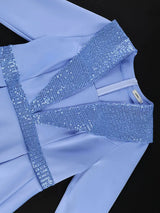 AOMEIDRESS Elegant Bodycon Dress Long Sleeve Sequin Peplum Hem Gowns