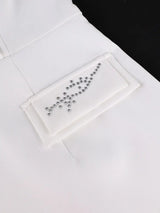 AOMEIDRESS Elegant Bodycon Dress Notched Collar Diamond Beading Office