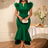 AOMEIDRESS Elegant Bodycon Dress Ruffled Sleeves Fishtails Hem Party - Green / S
