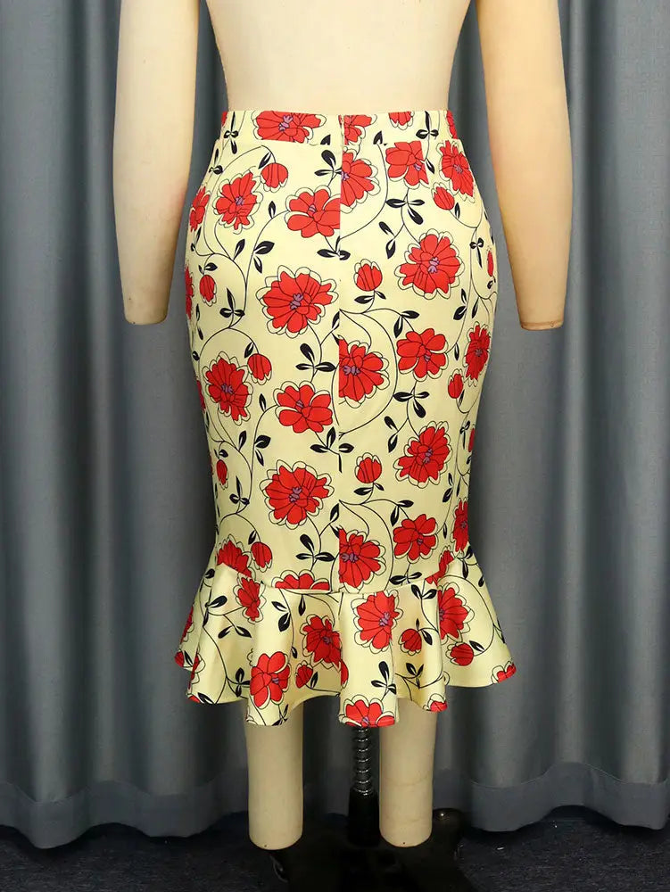 AOMEIDRESS Elegant Bodycon Floral Mermaid Skirt for Party Wedding