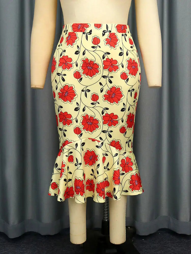 AOMEIDRESS Elegant Bodycon Floral Mermaid Skirt for Party Wedding