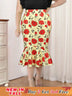 AOMEIDRESS Elegant Bodycon Floral Mermaid Skirt for Party Wedding Yellow / 0XL