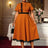 AOMEIDRESS Elegant Brown A Line Midi Church Dress With Lace Trim Button Brown / S