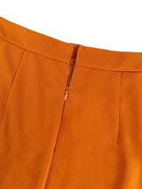 AOMEIDRESS Elegant Brown Ruched Pencil Skirt with Black 3D Flower