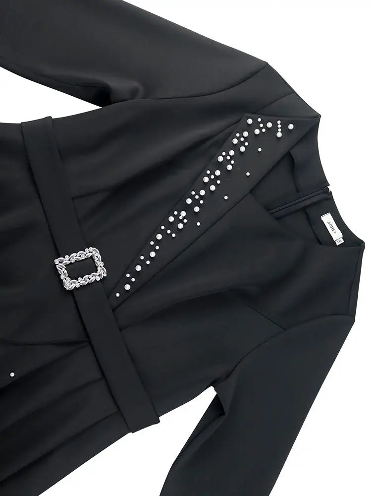 AOMEIDRESS Elegant Business Casual Beaded Dress For Women Package Hip