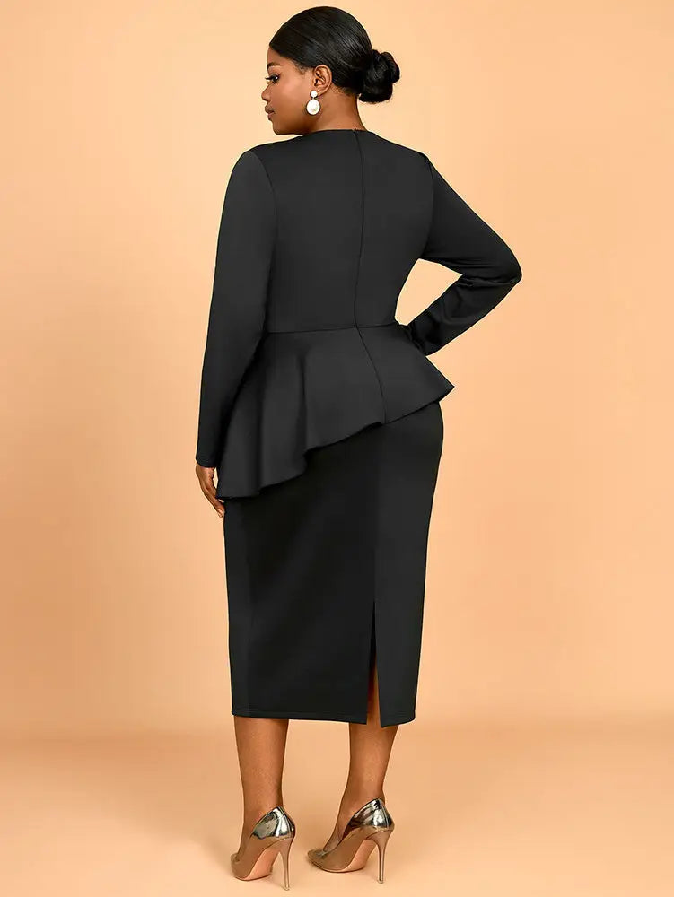 AOMEIDRESS Elegant Business Casual Beaded Dress For Women Package Hip