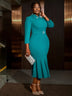 AOMEIDRESS Elegant Church Dresses for Women Mermaid Long Sleeves Green / S